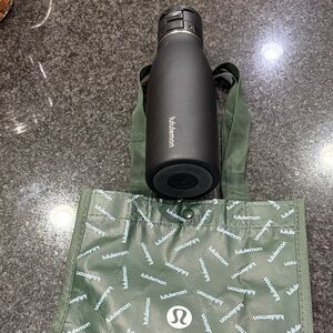 Lululemon Black 16 oz Take a Moment Water Bottle with Tote